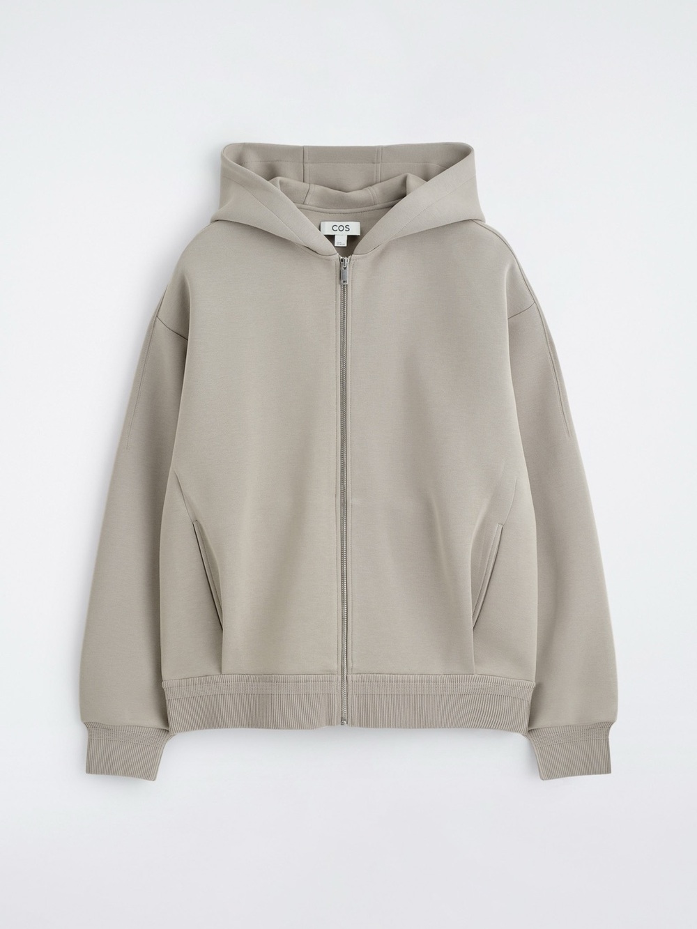 COS Hooded Zip Jacket in Light Taupe